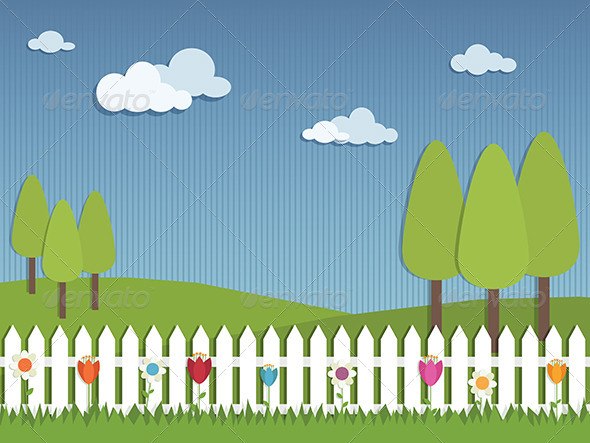 Cartoon White Picket Fence