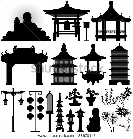 Chinese Temple Silhouette