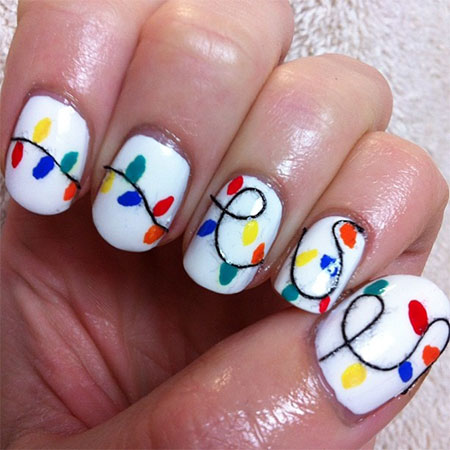 Christmas Lights Nail Art Designs