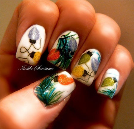 Christmas Lights Nail Art Designs