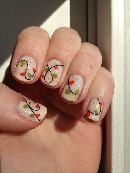 Christmas Lights Nail Art Designs