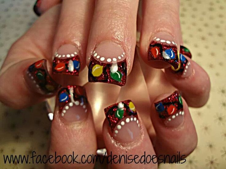 Christmas Lights Nail Art Designs