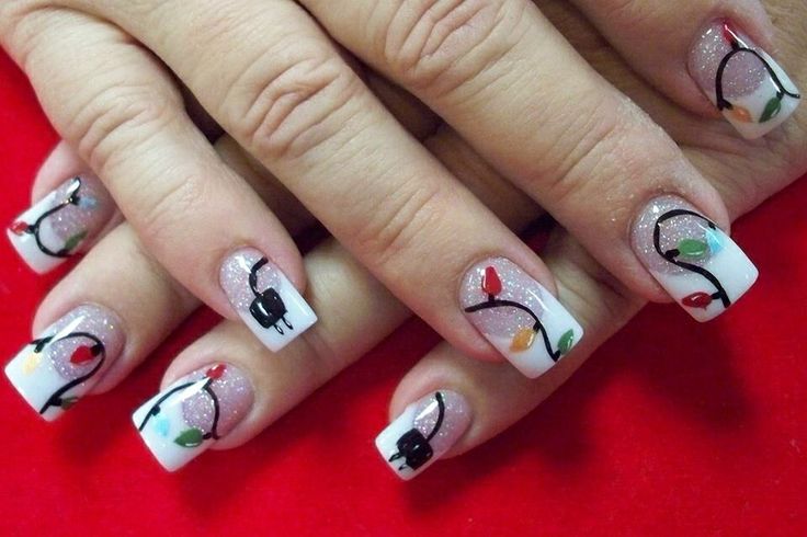 Christmas Lights Nail Design