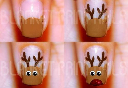 Christmas Reindeer Nail Art