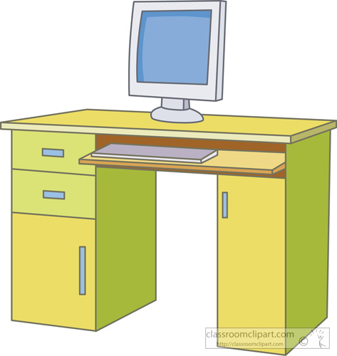 Desk with Computer Clip Art