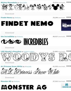 Finding Nemo Disney Fonts Free