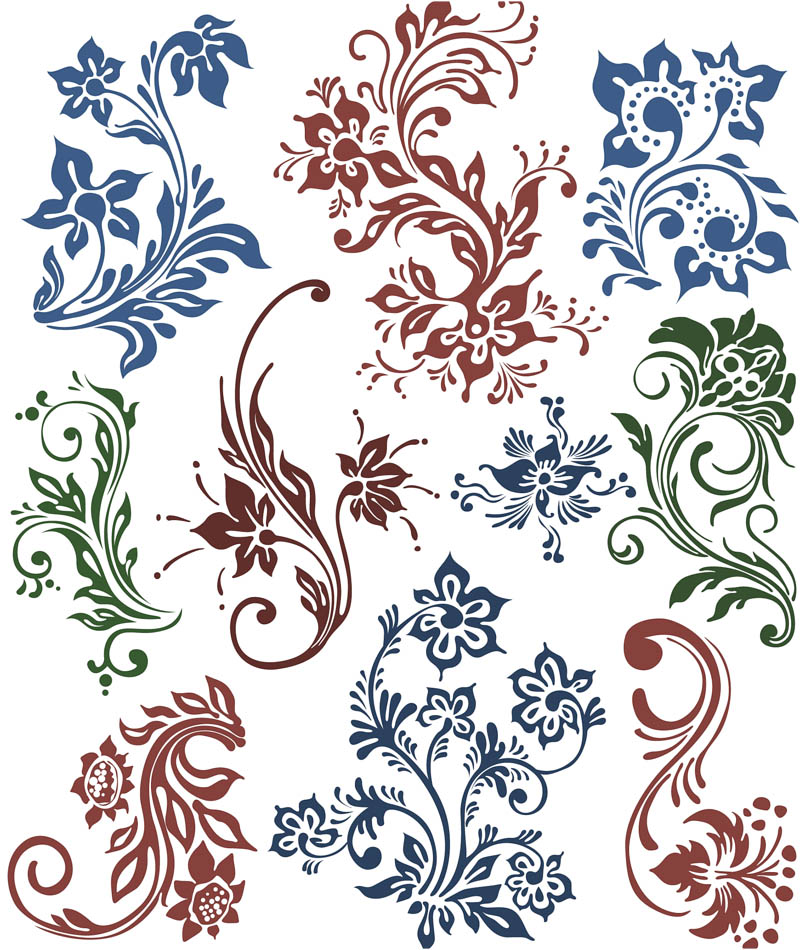 18 Floral Swirls Vector Images