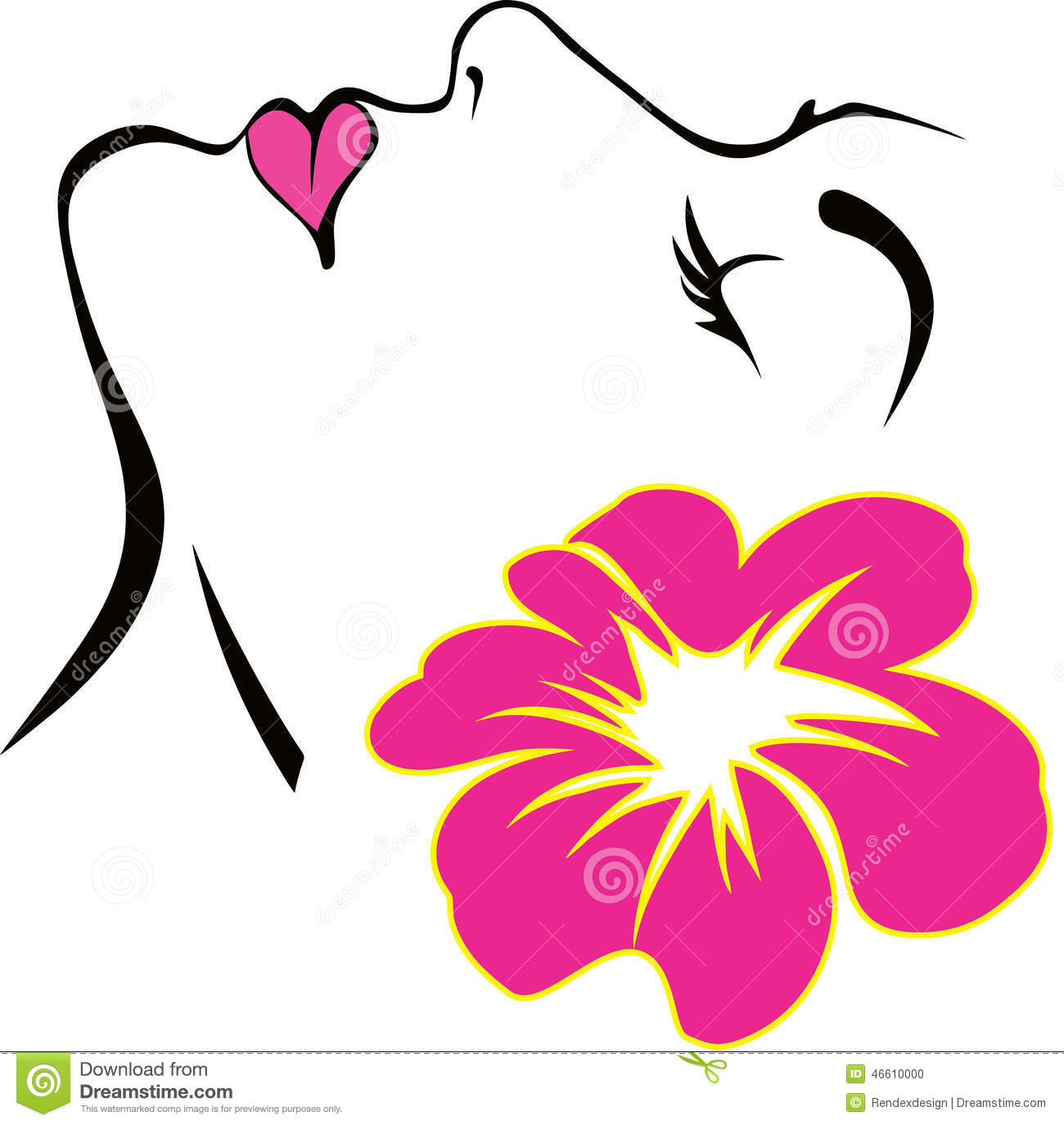 Flower Woman Face Vector