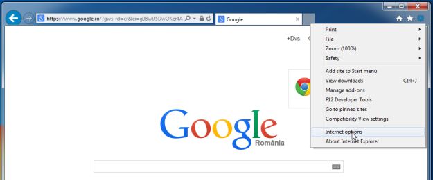 Gear Icon On Internet Explorer