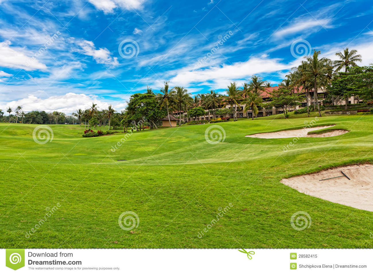 Golf Course with Trees Stock Photo