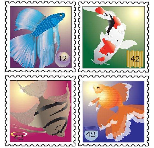 Graphic Fish Stamps