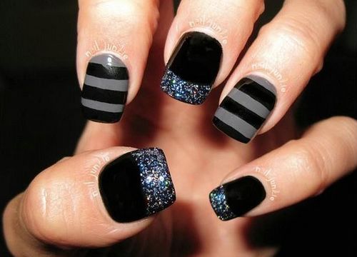 Grey and Black Nail Art Grey and Black Nail Art