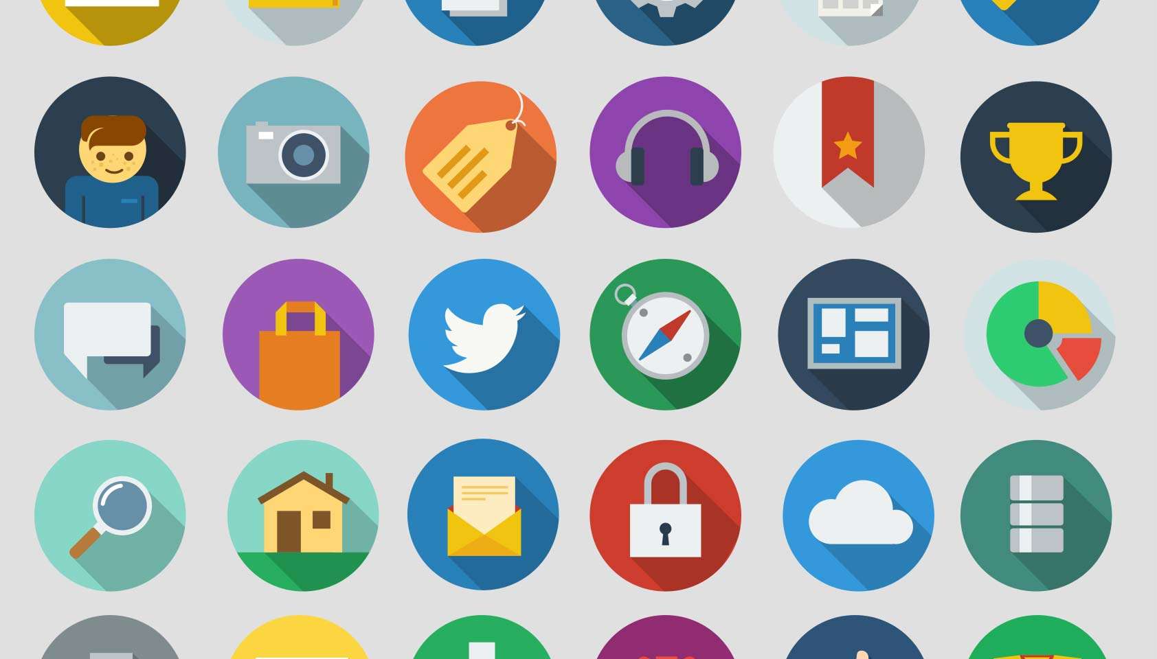 Long Shadow Icons Flat