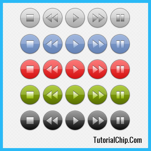 Media Player Button Icons PSD Pics