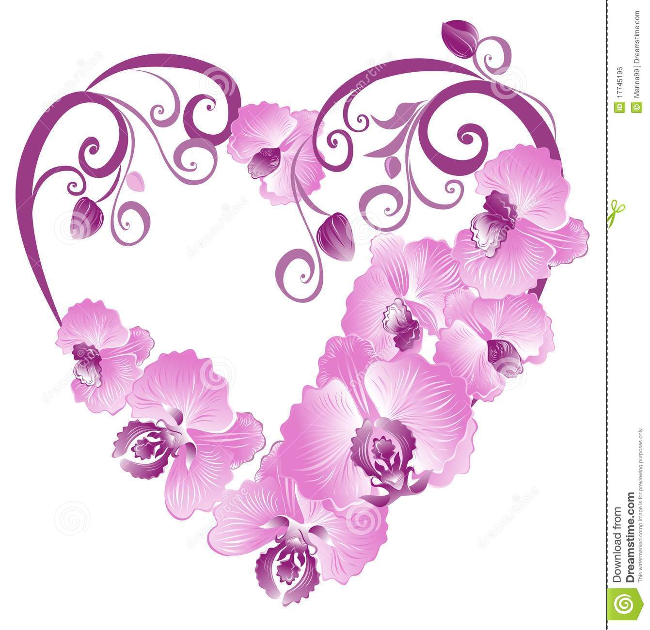 Orchid Purple Heart Clip Art Free