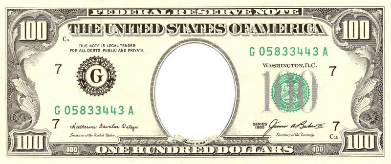 100 Dollar Bill Template Png