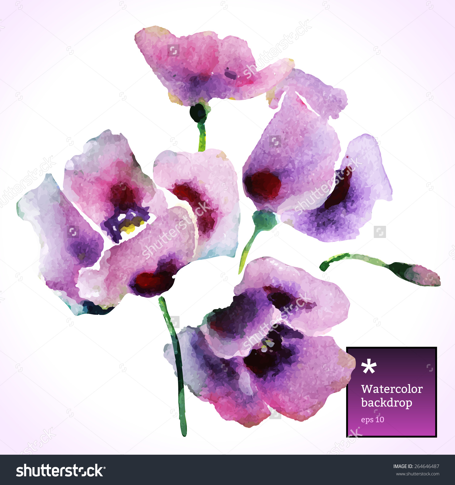 Purple Watercolor Flower Vector