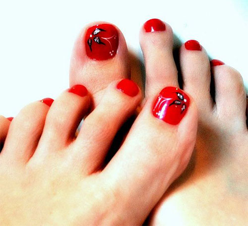 Red Toe Nail Art Design