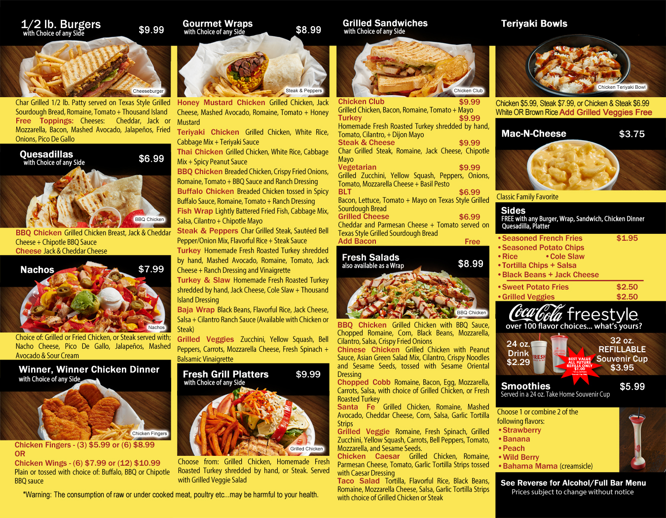 Restaurant Bar and Grill Menu