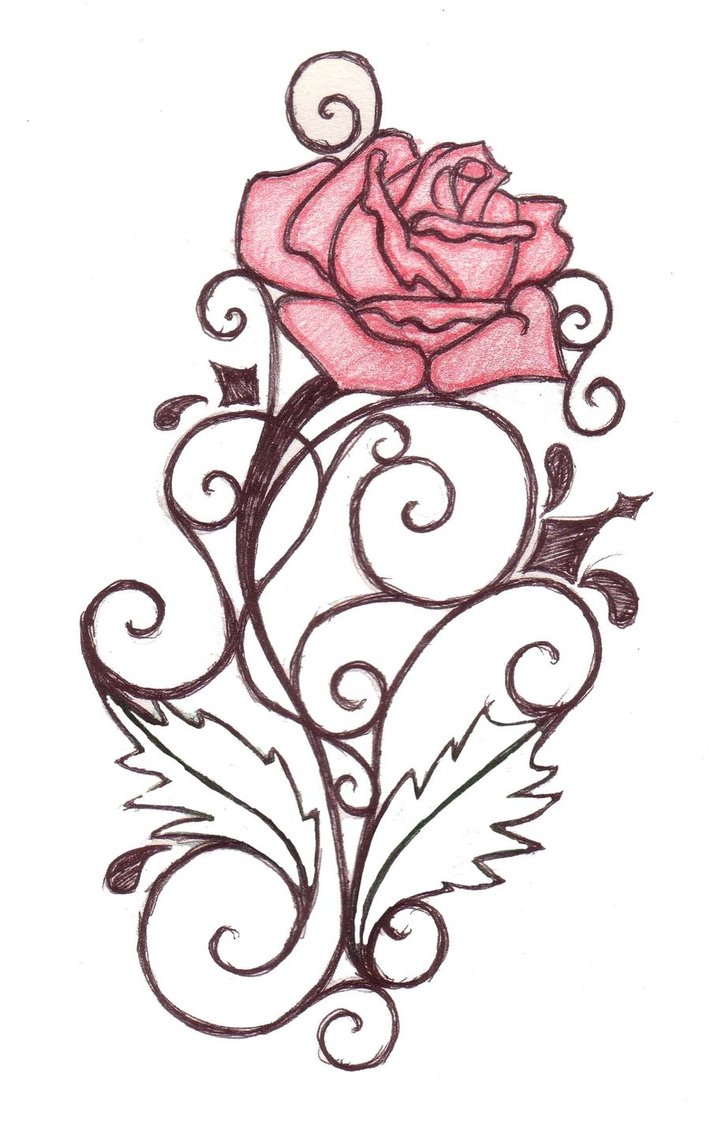 Rose Swirl Tattoo Design