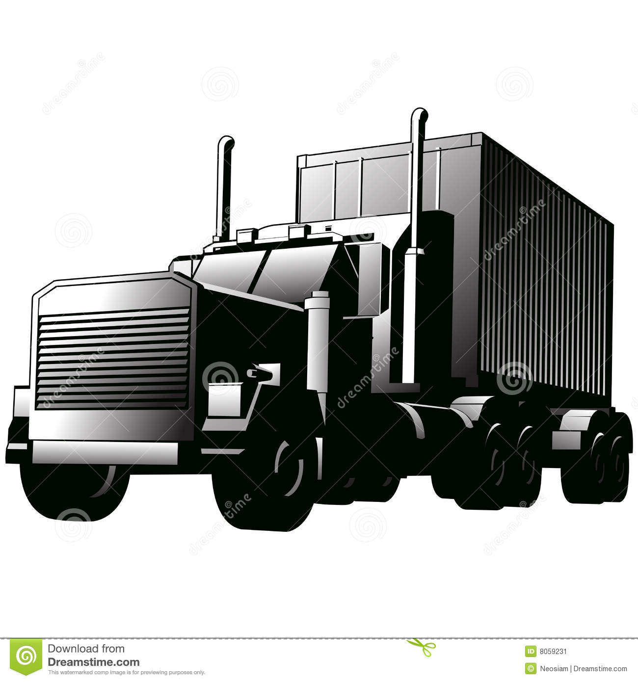 Semi Truck Vector Clip Art