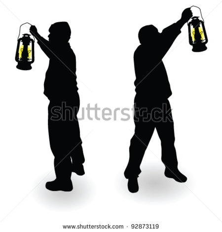 Silhouette Man Holding Lantern