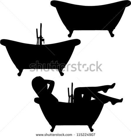 Silhouette Woman in Bath Tub