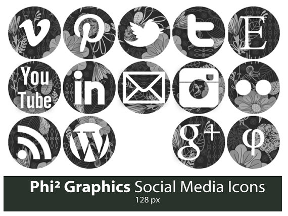 Social Media Icons Black and White