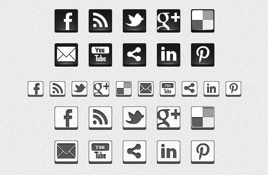 Social Media Icons Black and White