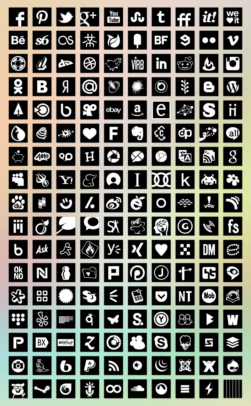 Social Media Icons Black and White