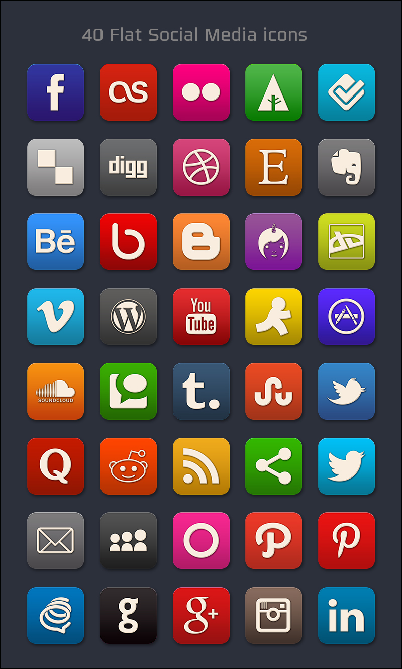 Social Media Icons Flat