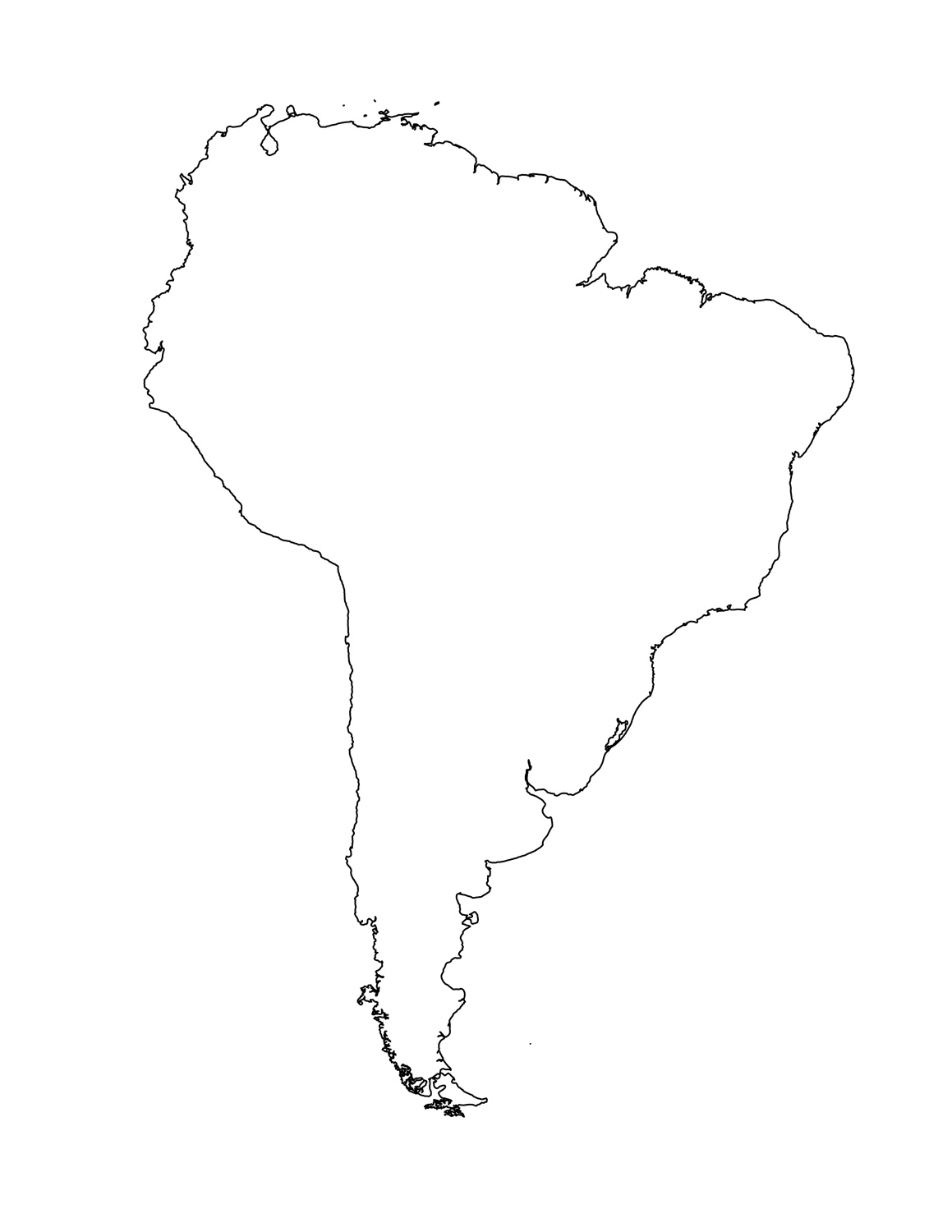 South America Continent Outline Map