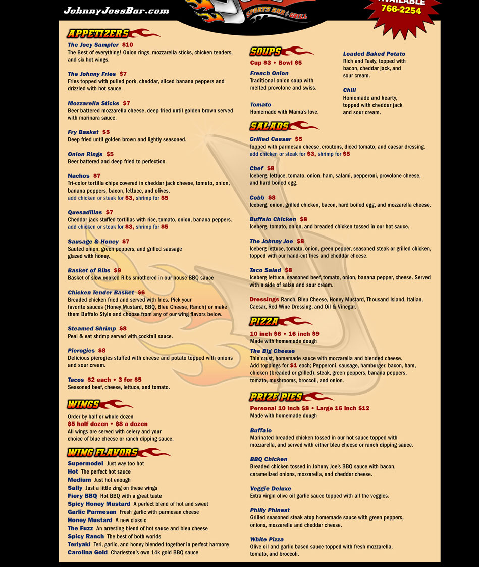 Templates for Sports Bar and Grill Menu