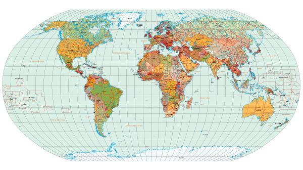 Vector World Map with Countries Names
