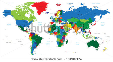 Vector World Map with Countries Names