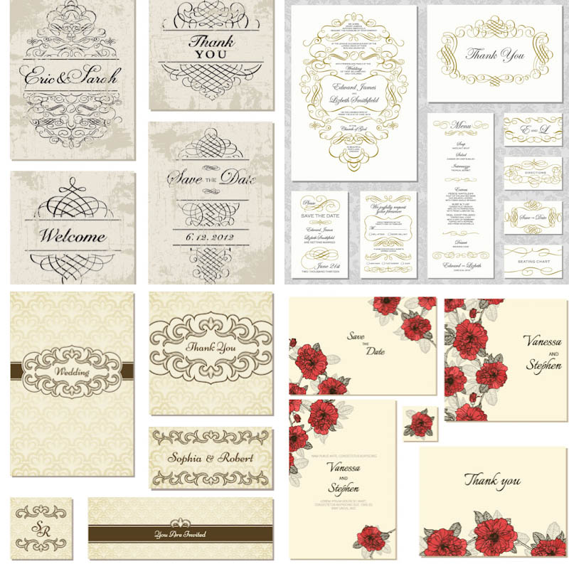 Vintage Vector Wedding Invitation Borders