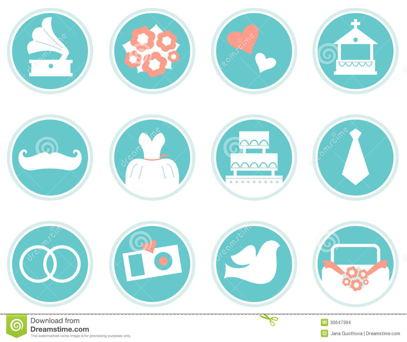 Vintage Wedding Icons Graphics