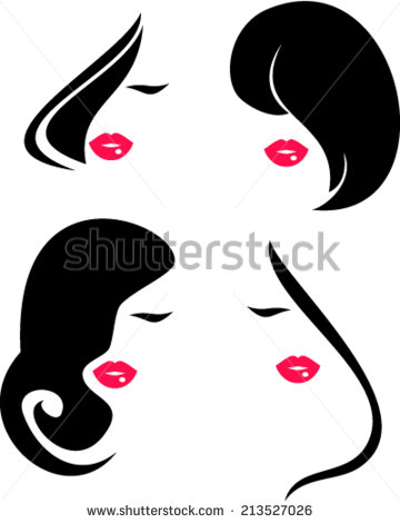 Women Face with Red Lips Symbol