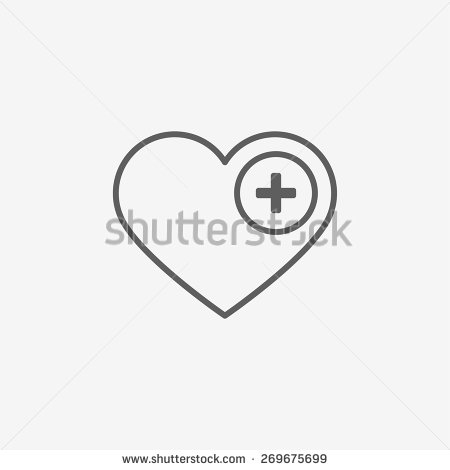 A Heart with Plus Icon Vector