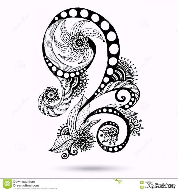 Abstract Black and White Paisley