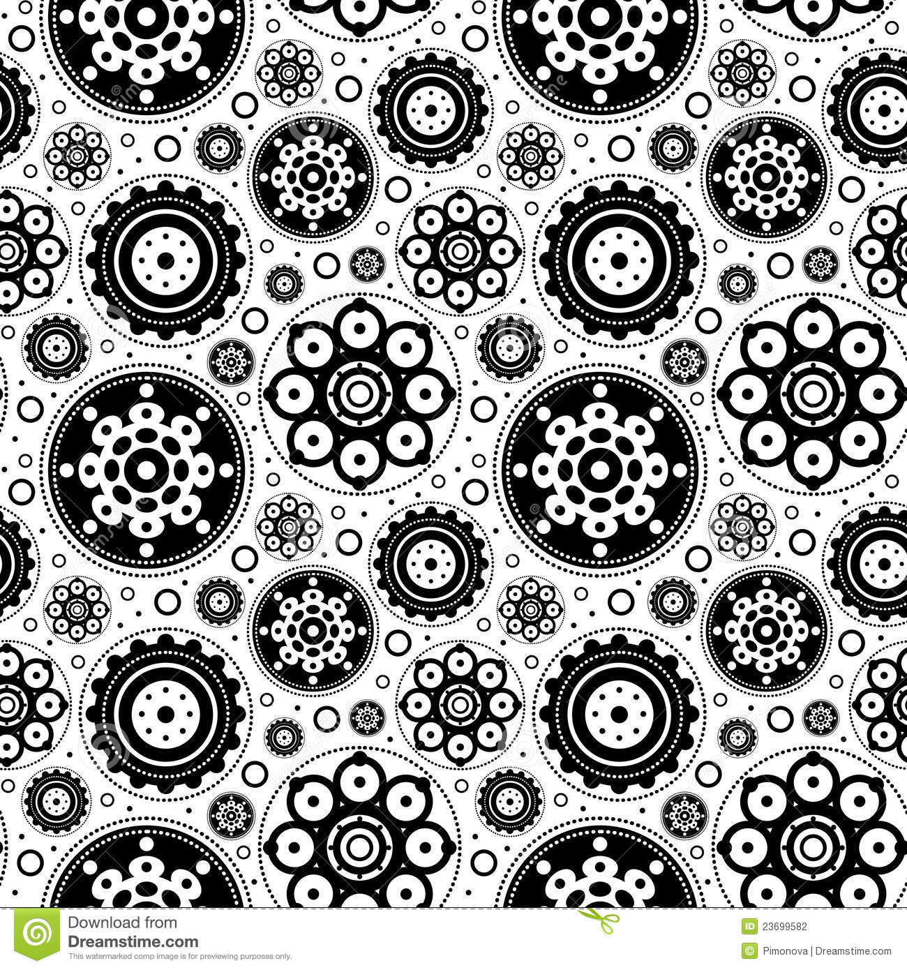 Abstract Floral Patterns Black and White