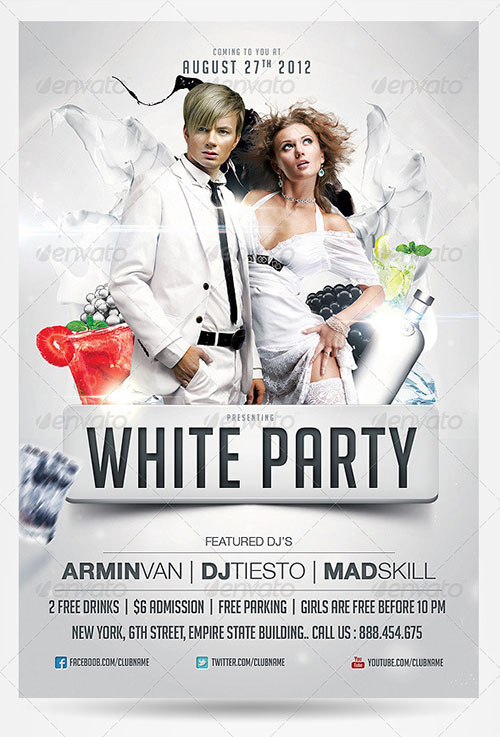 All White Party Flyer Templates