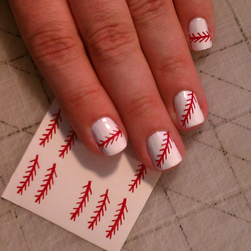 Baseball Thread Nail Art