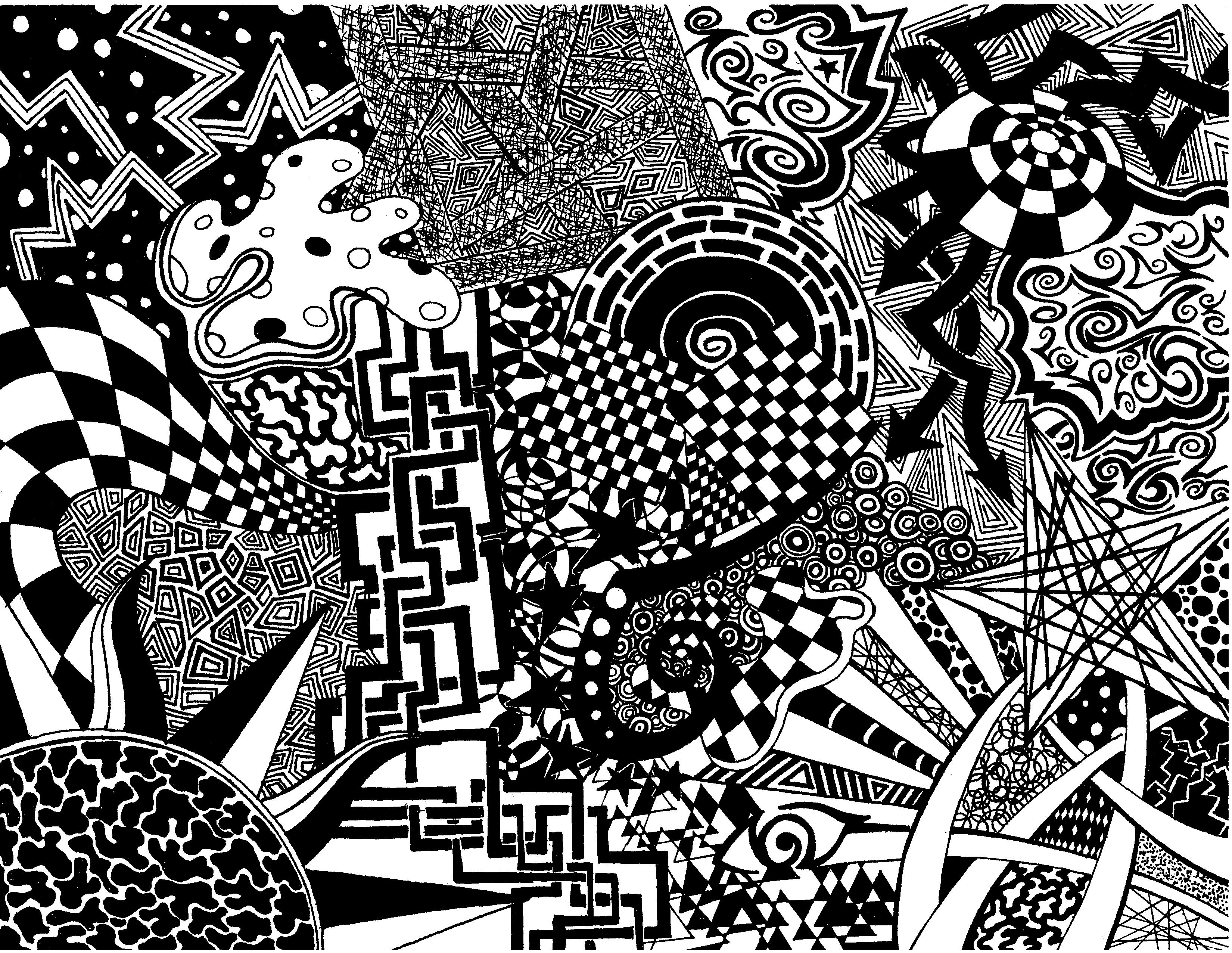 Black and White Abstract Art Drawings