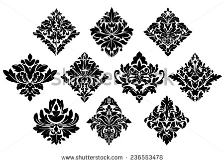 Black and White Damask Vector