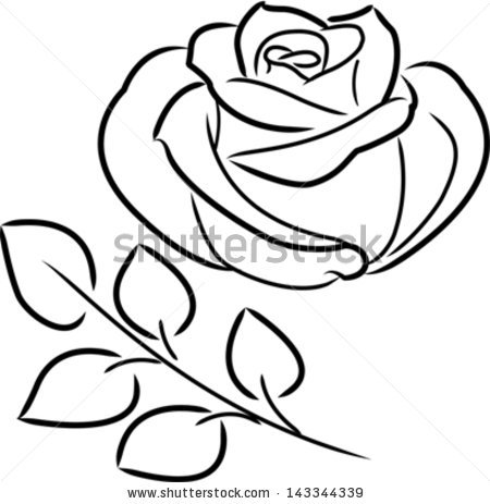 Black and White Rose Outline