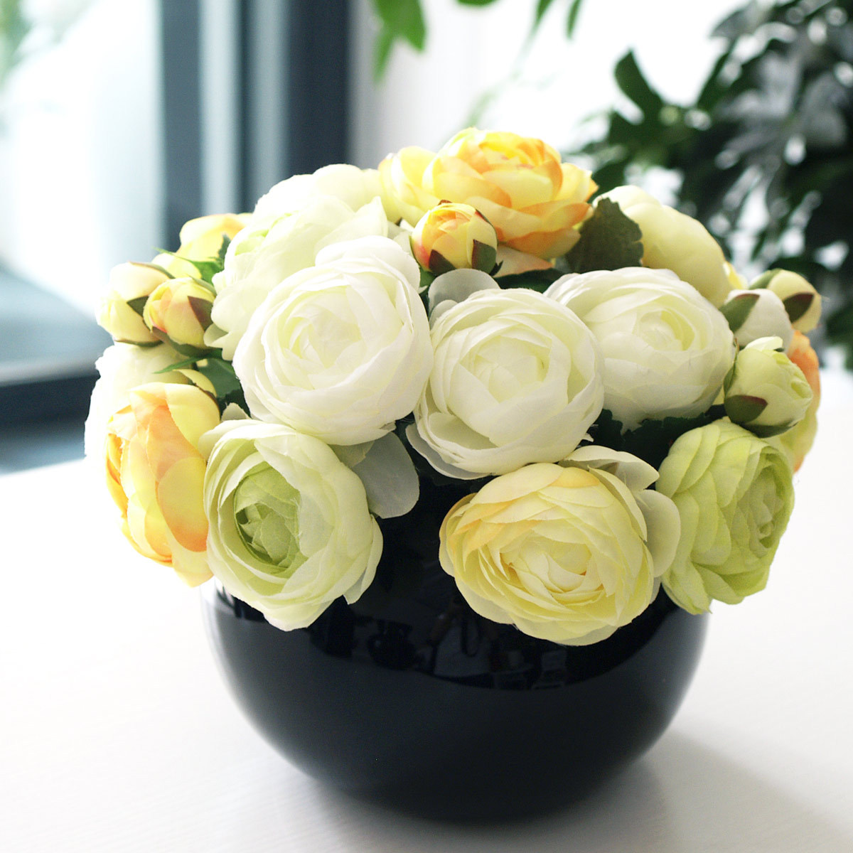 Black Floor Vases with Flowers