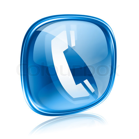 Blue and White Phone Icon