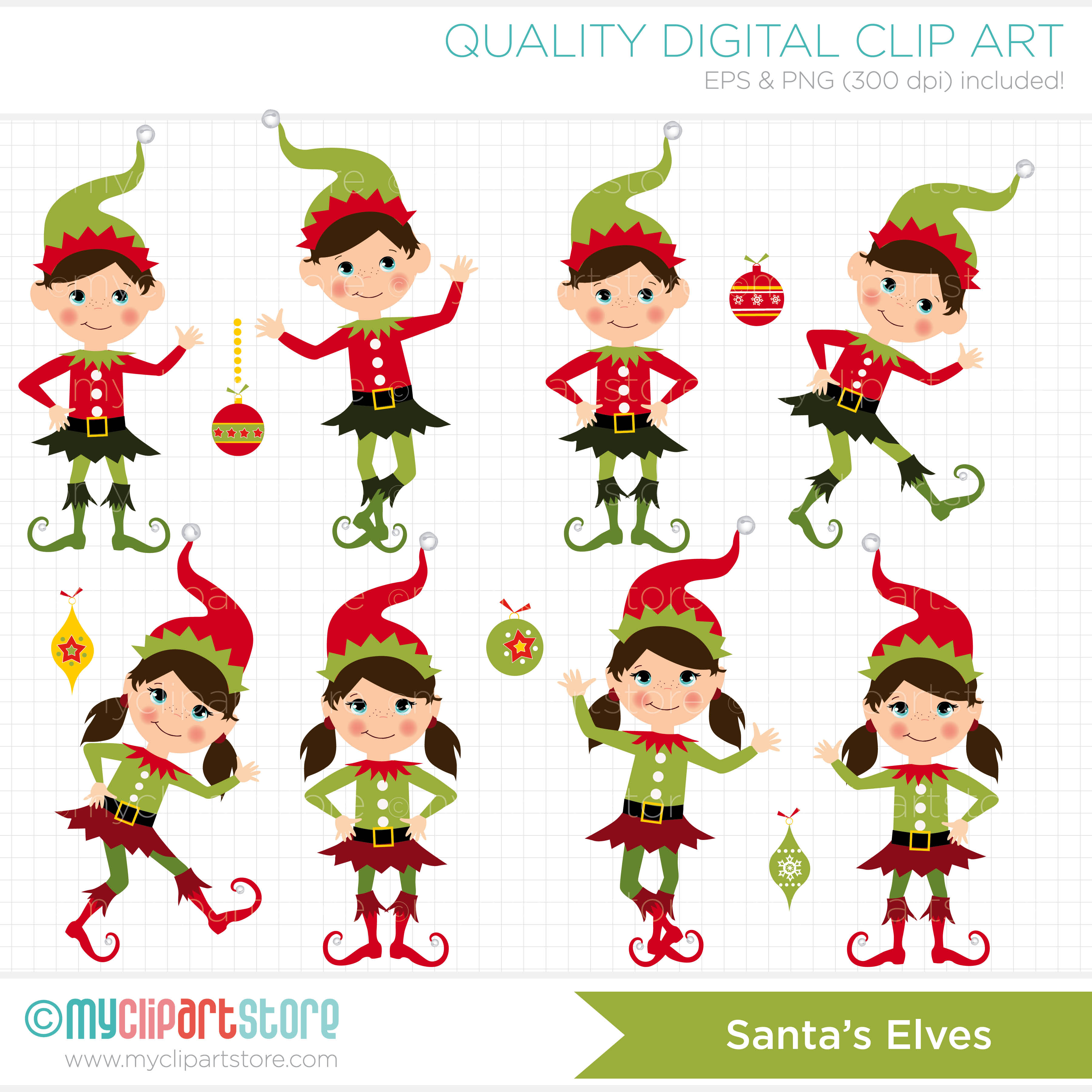 Christmas Santa Elves Clip Art