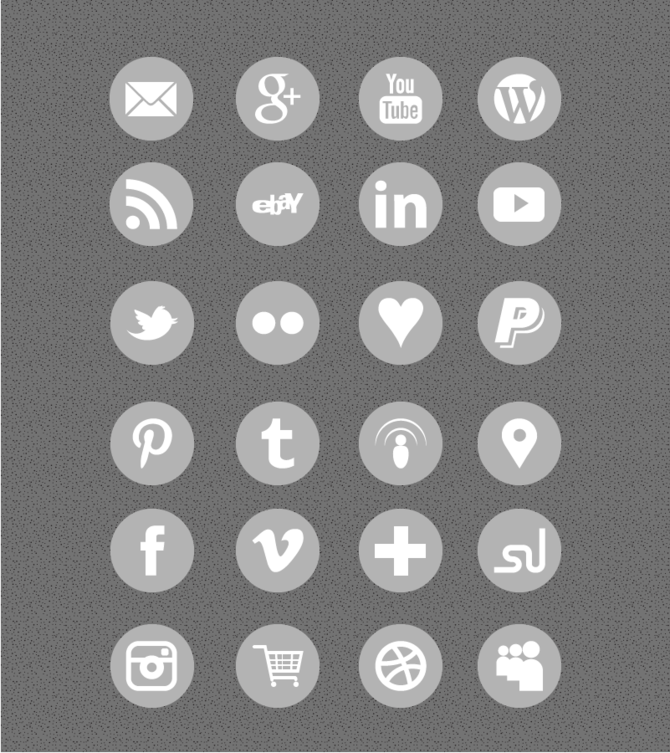 Circle Social Media Icons Gray